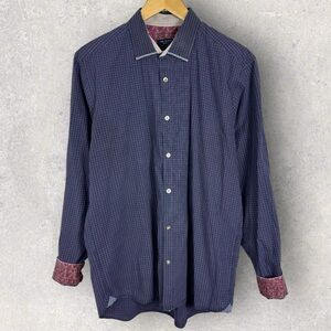 Ted Baker London Purple Check Long Sleeve Collared Button Down Shirt Size 5 / XL